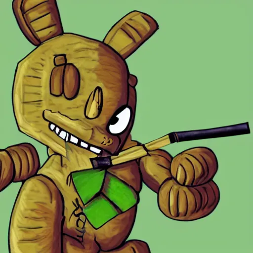 Prompt: Springtrap smoking a fat blunt