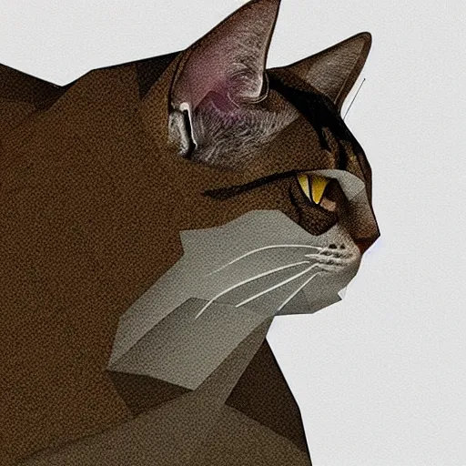 Prompt: low polygon isometric cat