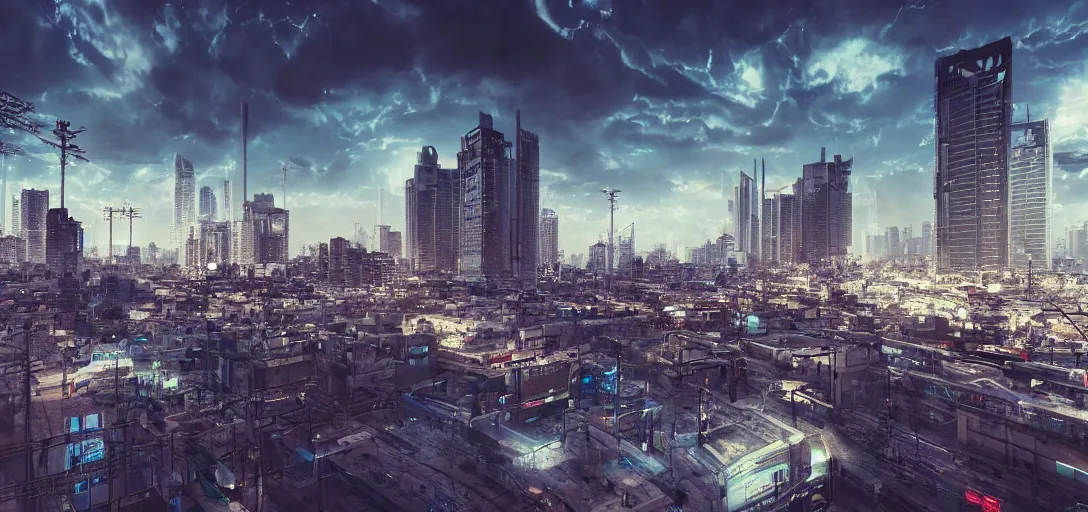 Image similar to tel aviv as an utopian cyberpunk city epic sky photography octane render hyper realistic detailed