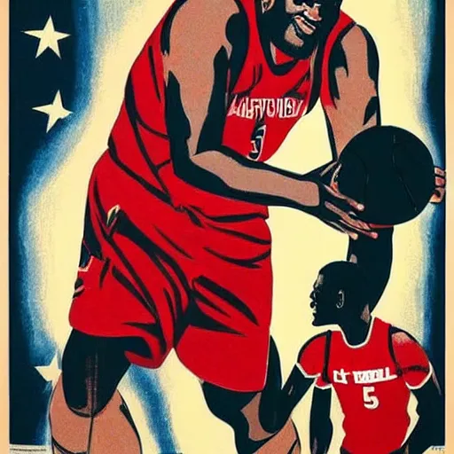 Image similar to shaquille o'neal in a soviet union communist propaganda poster