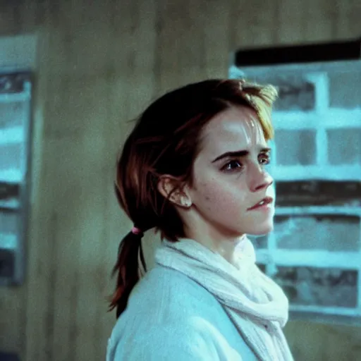 Image similar to photo, emma watson, film still from my mom is in jail ( 1 9 8 5 ), kodak ektachrome 1 2 0, 2 6 mm,