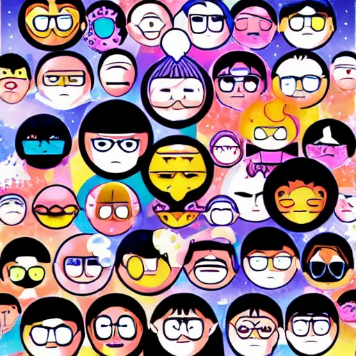 Prompt: nerd emoji hyperdetailed anime illustration