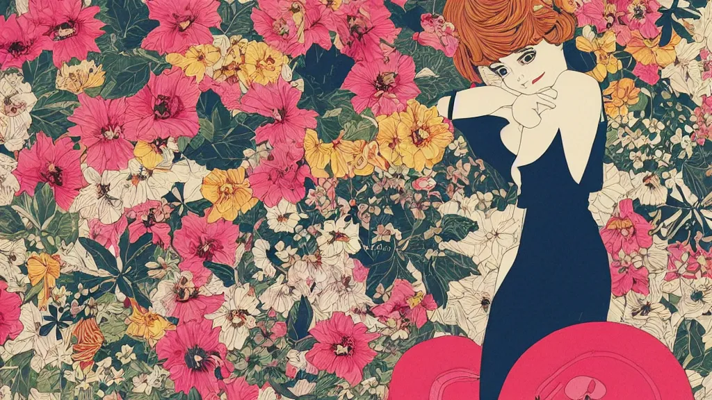 Prompt: very detailed, ilya kuvshinov, mcbess, rutkowski, watercolor quilt illustration of a women celebrating her birthsday, colorful, flowers, bird