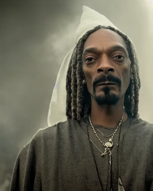 Image similar to Snoop Dogg in the role of Gandalf the Grey, film still, amazing short, 8K, IMAX, ultra detailed