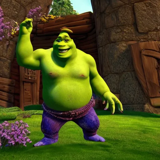 Image similar to Shrek as a new Valorant agent, valorant gameplay