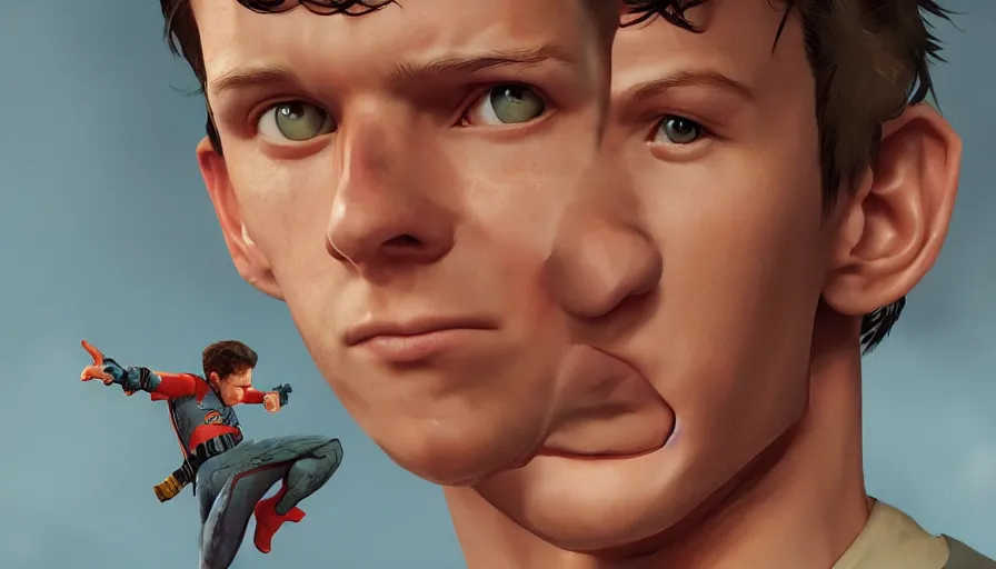 Prompt: Tom Holland is Robin, hyperdetailed, artstation, cgsociety, 8k