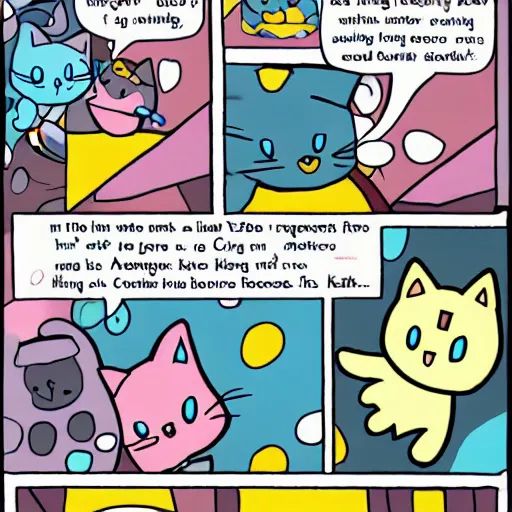 Image similar to Kirby in a cute comic about cats