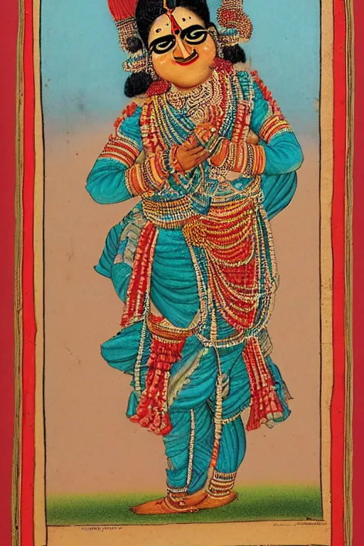 Image similar to Portrait of a Yakshagana dancer in the style of Hans Zatzka