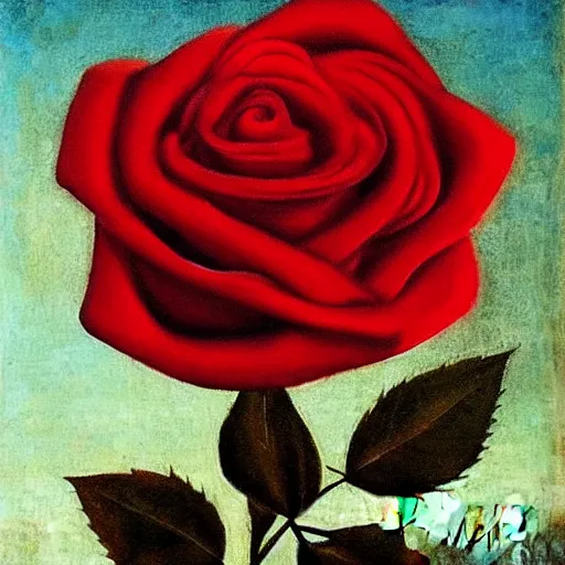 Prompt: red rose, da vinci painting