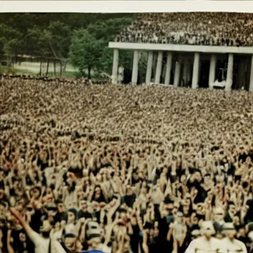 Image similar to third Reich rally, colored photograph