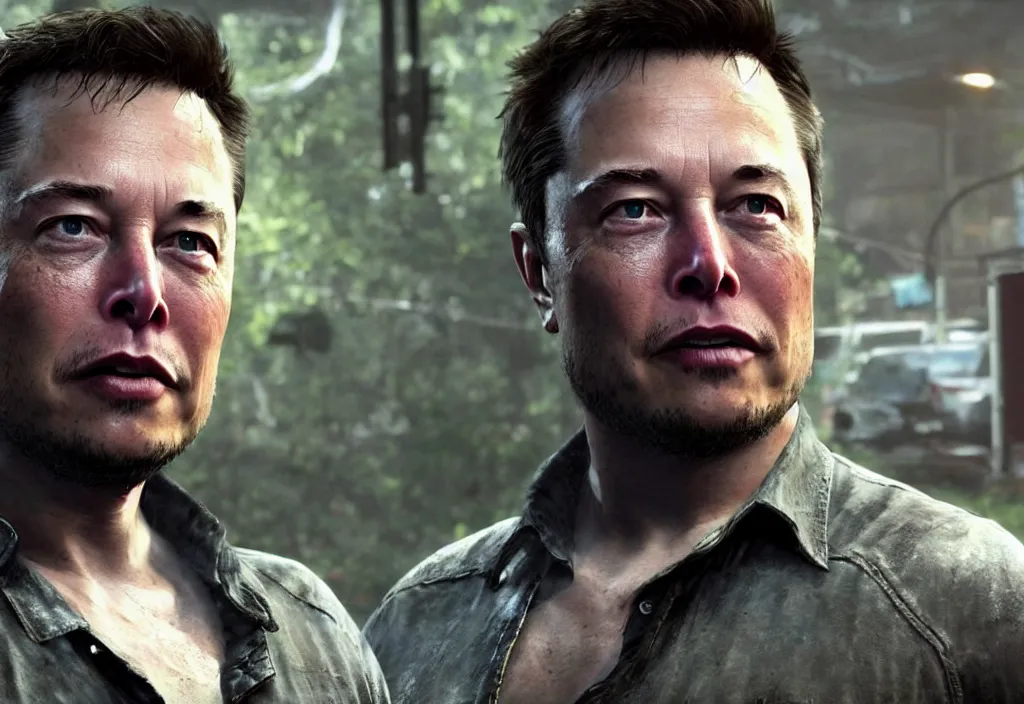 Image similar to elon musk in the last of us, elon musk in the video game in the last of us, gameplay screenshot, close up, 3 d rendering. unreal engine. amazing likeness. very detailed.