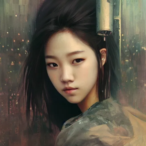 Image similar to jisoo of blackpink, hyperrealistic portrait, bladerunner street, art of elysium by jeremy mann and alphonse mucha, fantasy art, photo realistic, dynamic lighting, artstation, poster, volumetric lighting, very detailed face, 8 k, award winning