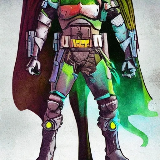 Image similar to batman x boba fett, digital art, character mashup, epic lighting, combination art