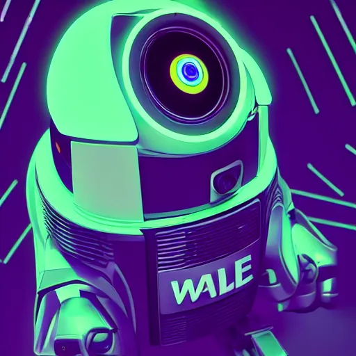 Prompt: portrait of the walle by pixar in the style of cyberpunk neon, art, colorful image, sharp focus, logo, icon, dark background, photo realistic, concept art, unreal render by michal kvac