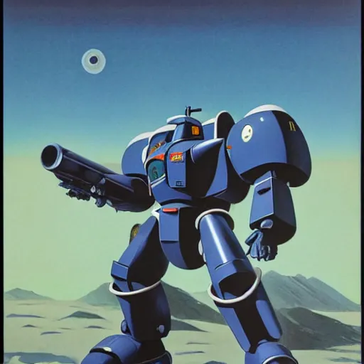 Prompt: gouf mobile suit armed with scifi weapons by chesley bonestell, karel thole, carole feuerman, bandai box art. realistic, trending on artstation