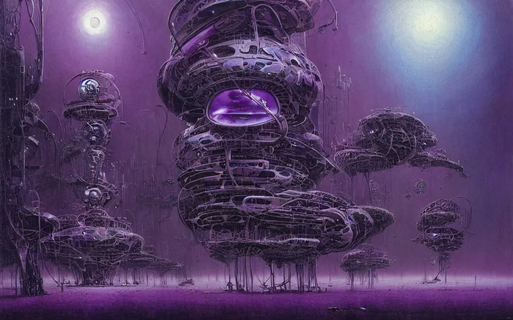 Image similar to a futurist cybernetic purple wilderness, future perfect, award winning digital art by santiago caruso and bruce pennington