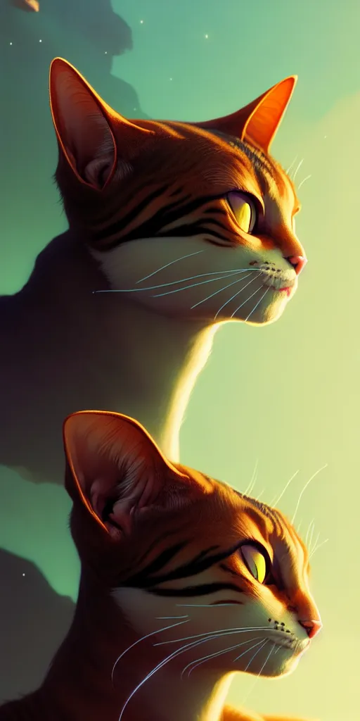 Image similar to portrait of humanoid cat, highly detailed vfx portrait, unreal engine, greg rutkowski, loish, rhads, beeple, makoto shinkai and lois van baarle, ilya kuvshinov, rossdraws, tom bagshaw, alphonse mucha, global illumination, detailed and intricate environment