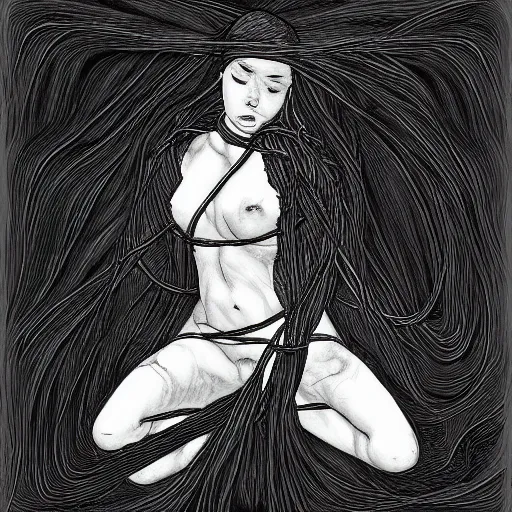 Image similar to shibari, abstract human body