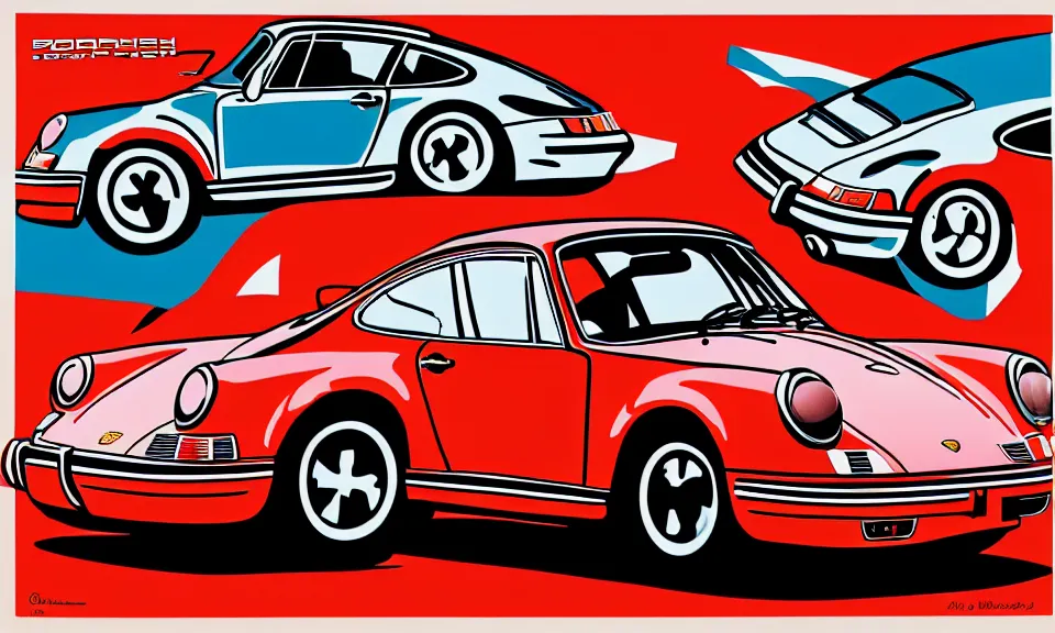 Image similar to pop art illustration of the porsche 9 1 1