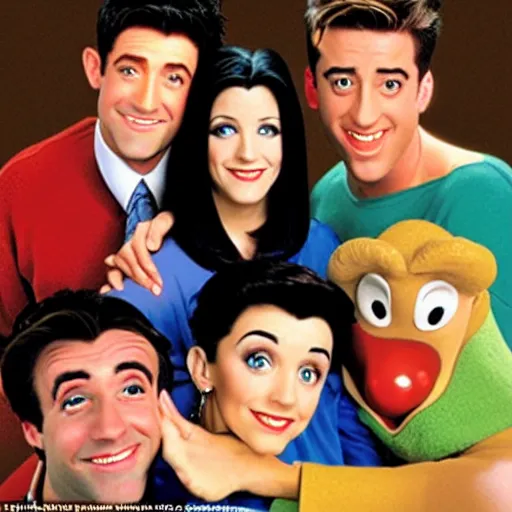 Image similar to of many disney characters that are based on the friends comedy programme characters