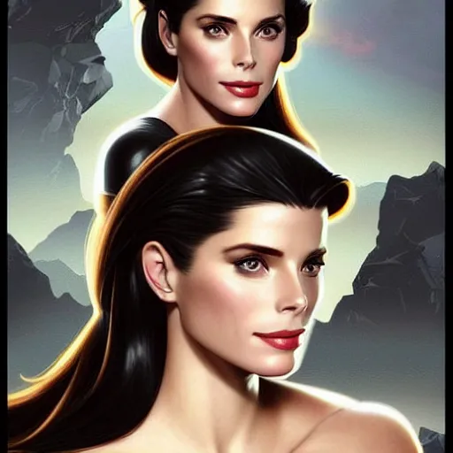 Prompt: Ashley Greene's face combined with Grace Kelly's face with black hair wearing Power Armor, western, D&D, fantasy, intricate, elegant, highly detailed, digital painting, artstation, concept art, matte, sharp focus, illustration, art by Artgerm and Greg Rutkowski and Alphonse Mucha