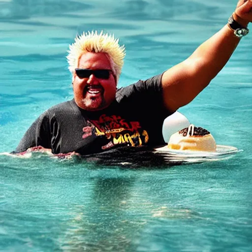 Image similar to Guy Fieri swimming in gravy