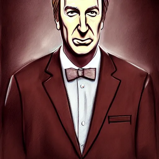 Image similar to a detailed portrait of bob odenkirk as saul goodman by tjalf spaarnay