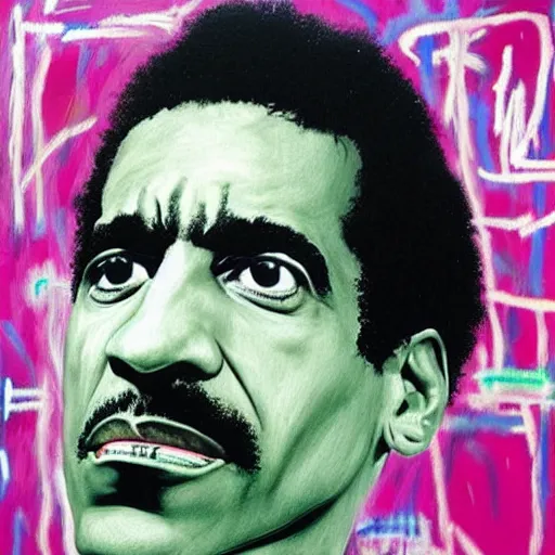 Prompt: frank zappa portrait painted by jean michel - basquiat