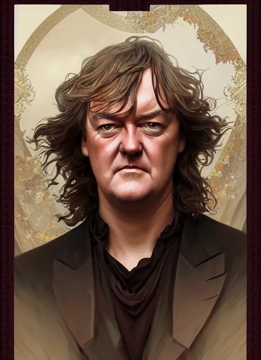 Image similar to portrait of james may, d & d, fantasy, intricate, elegant, highly detailed, digital painting, artstation, concept art, smooth, sharp focus, illustration, art by artgerm and greg rutkowski and alphonse mucha