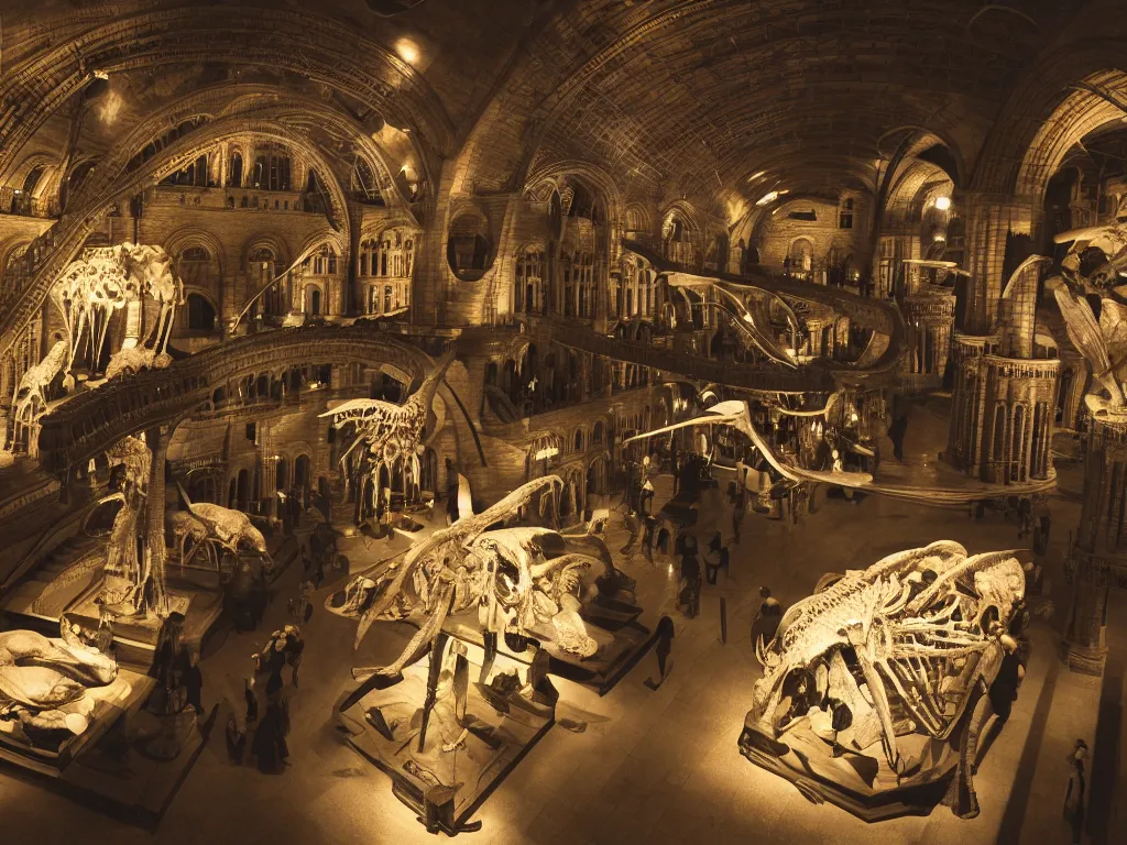 Image similar to Natural History Museum specimens, night