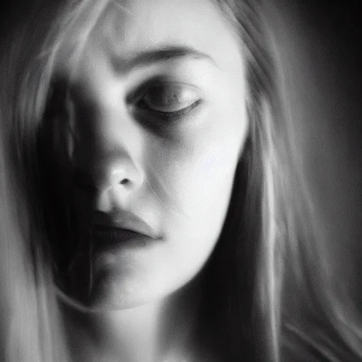 Prompt: depressed girl portrait, chiaroscuro lighting, Tungsten Lighting, cinematic lighting, by David Lynch