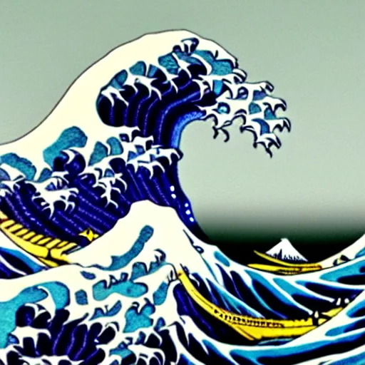 Prompt: A sculpture of The Great Wave off Kanagawa