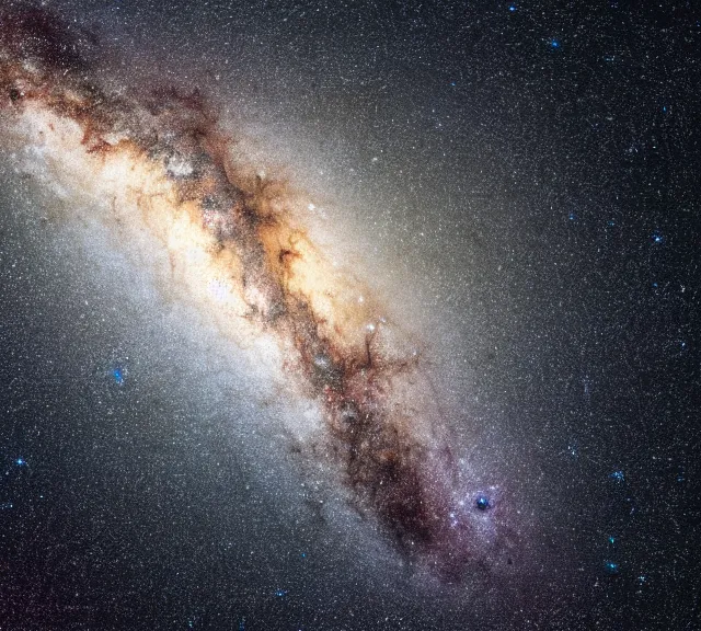 Prompt: 4 k hd, high detail photograph of the milky way galaxy, shot with sigma f / 4. 2, 2 5 0 mm sharp lens, wide shot, isometric view, volumetric lighting, high level texture render