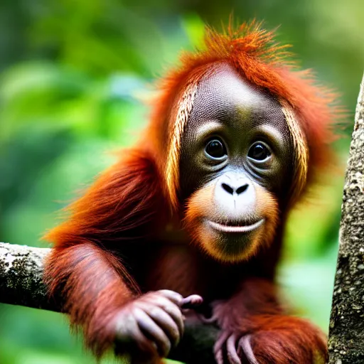 Image similar to pixel art of a baby orangutan 4 k, high resolution, still, landscape, hd, dslr, pixel art