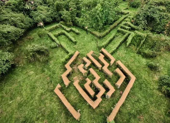 Image similar to the minotaur's maze invaded by vegetation