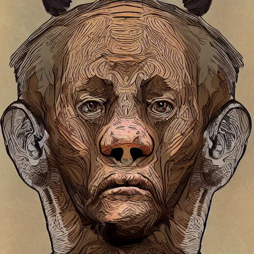 Image similar to human head with little monkeys inside it, digital art, hyper detailed