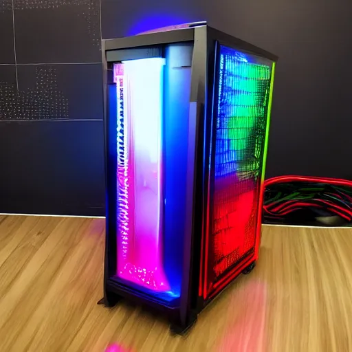 Prompt: photo of an rgb gaming guillotine