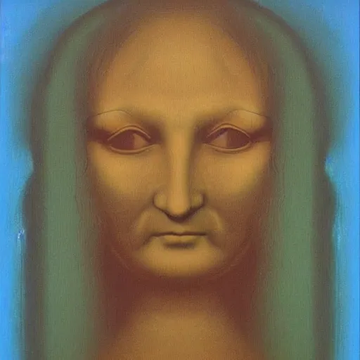 Image similar to monalisa in the style of ZDZISŁAW BEKSIŃSKI!!!!!