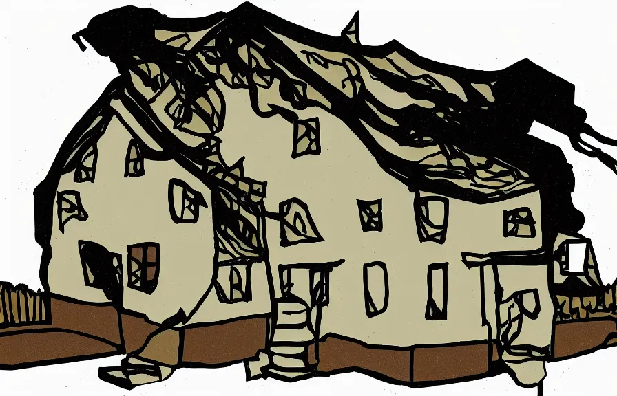 Image similar to house on fire, drawn in microsoft paint