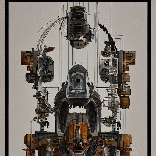 Prompt: minimal portrait of a scifi gadget, interior, filigree ornaments, artstation, ian mcque, in africa, cinematic