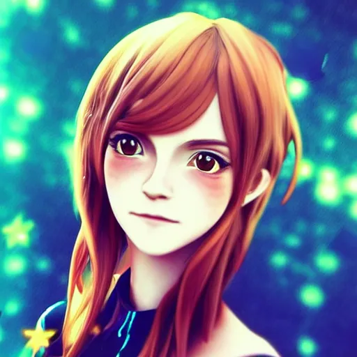 Image similar to 3 d photo of emma watson cosplaying as an anime catgirl, bokeh, shader, anime art style, highly detailed, cel - shaded, colorful, animated, trending