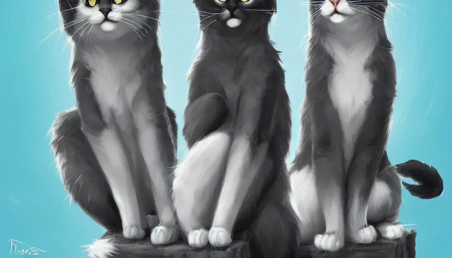 Image similar to artwork of really tall sitting cats by ross tran, thick brush, 4 k resolution