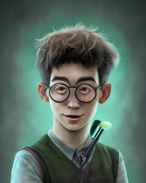 Prompt: An epic fantasy comic book style portrait painting of a charming and friendly young man , !!scientist using a microscope very expressive, buzz cut dark gray hair, round face, wearing a shirt with !horizontal green and gray stripes, character design by Mark Ryden and Pixar and Hayao Miyazaki, unreal 5, DAZ, hyperrealistic, octane render, cosplay, RPG portrait, dynamic lighting, intricate detail, summer vibrancy, cinematic