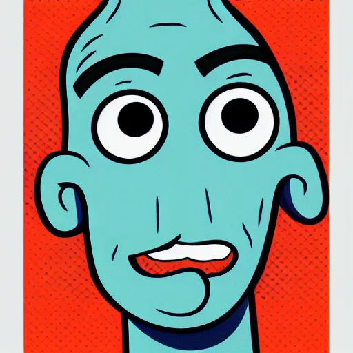 Image similar to handsome squidward portrait, realistic, pop art, vivid