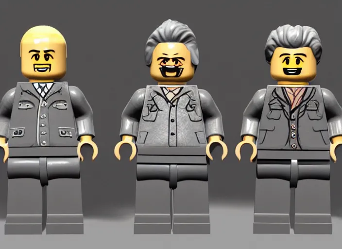 Prompt: hyperdetailed faced of stalin and lenin as lego, unreal engine, lumen, nanite