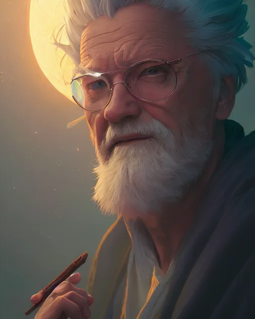 Image similar to old mage, highly detailed vfx portrait, unreal engine, greg rutkowski, loish, rhads, beeple, makoto shinkai and lois van baarle, ilya kuvshinov, rossdraws, tom bagshaw, alphonse mucha, global illumination, detailed and intricate environment