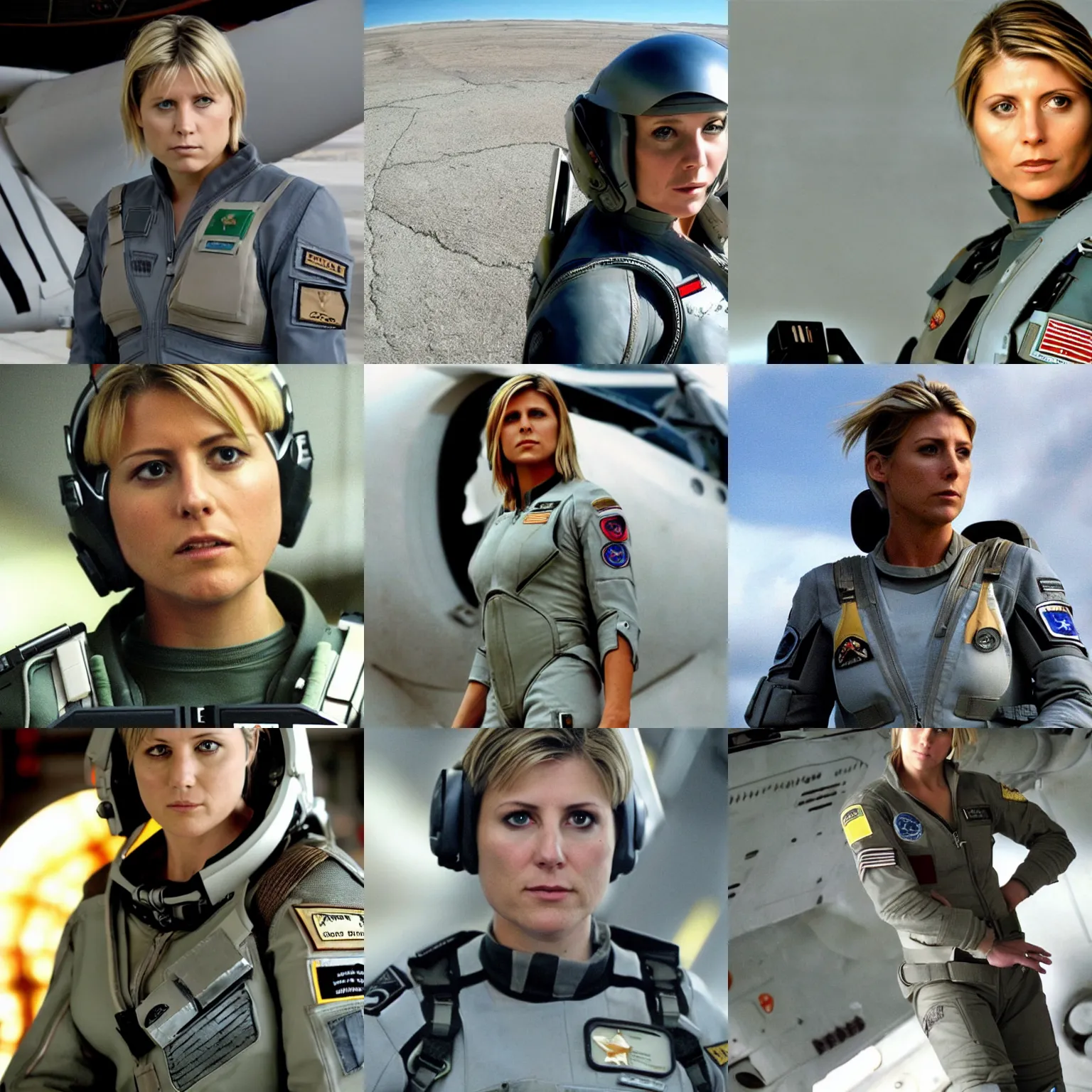 Prompt: Kara Thrace aka Starbuck from Battlestar Galactica in her flight suit