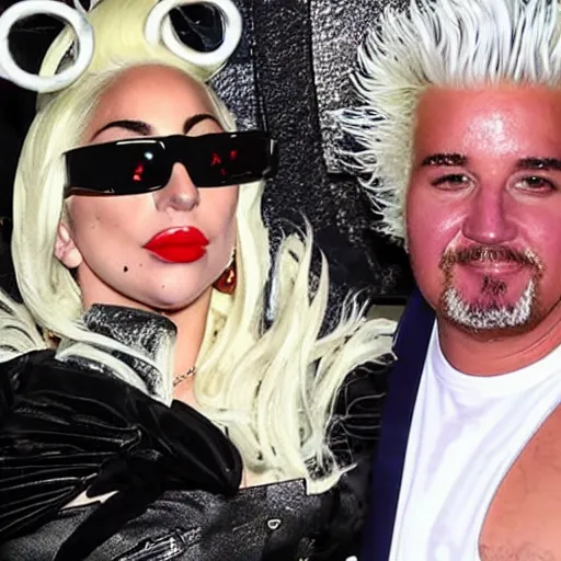 Prompt: lady gaga giving birth to guy fieri as a man baby