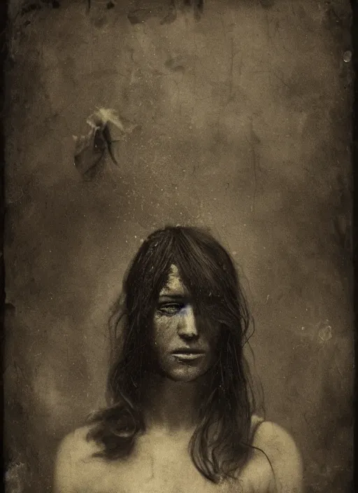 Prompt: old wet plate collodion photography portrait, hyper realistic, elegant, highly detailed, parallax, leica, medium format, by jheronimus bosch and greg rutkowski and louis jacques mande daguerre