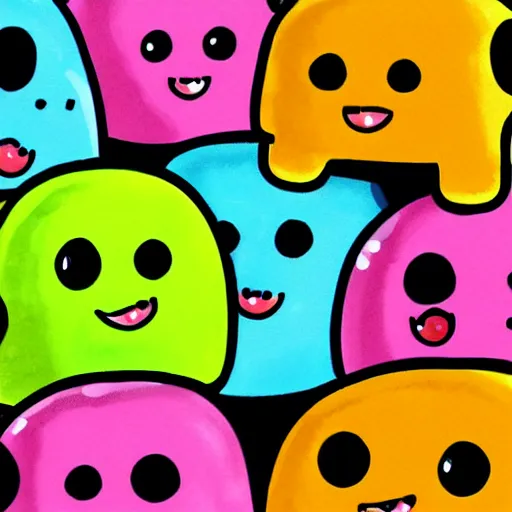 Prompt: trending on art station, cute jelly bean creatures cartoon,